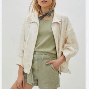 Anthropologie Cream Bomber Jacket